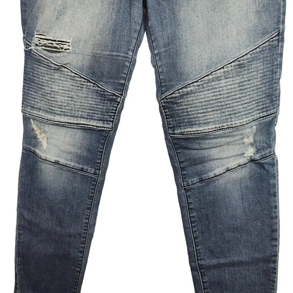 Kancan Ripped Moto Skinny Jeans Denim Women Size W13 30 Raw Hem KC8201D FLAW - Picture 3 of 12